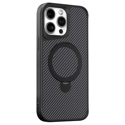 For iPhone 14 Pro Phone Case with Magnetic Kickstand TPU + PC Carbon Fiber Back Cover