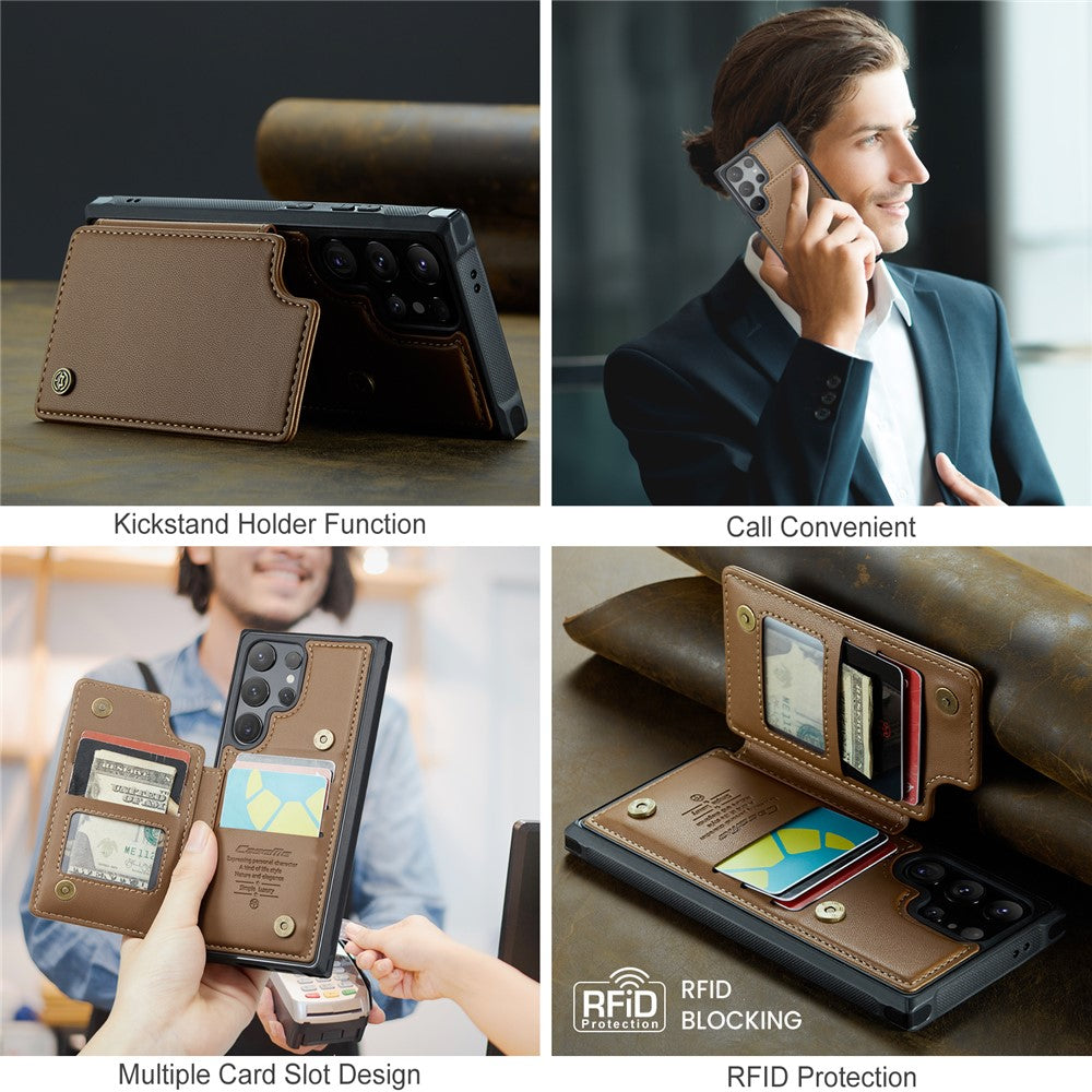 CASEME For Samsung Galaxy S25 Ultra Phone Case  C22 Leather Back Cover with RFID Blocking Card Slots