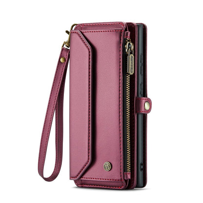 CASEME For Samsung Galaxy S25 Ultra Leather Case  C36 Zipper Multiple Card Slots Phone Cover with Straps