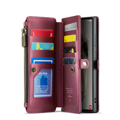 CASEME For Samsung Galaxy S25 Ultra Leather Case  C36 Zipper Multiple Card Slots Phone Cover with Straps