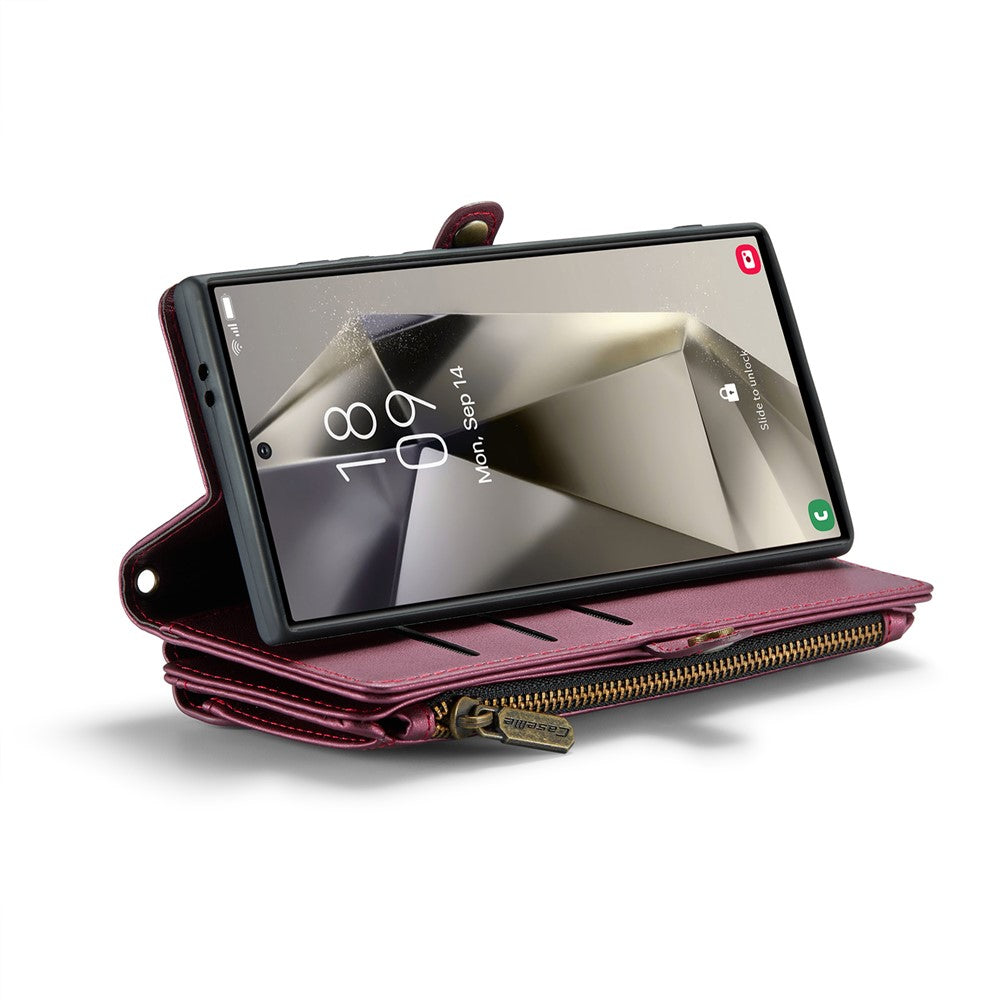 CASEME For Samsung Galaxy S25 Ultra Leather Case  C36 Zipper Multiple Card Slots Phone Cover with Straps