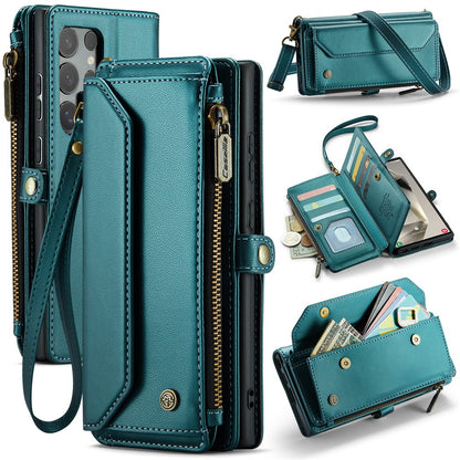 CASEME For Samsung Galaxy S25 Ultra Leather Case  C36 Zipper Multiple Card Slots Phone Cover with Straps