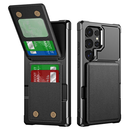 For Samsung Galaxy S25 Ultra Case with Card Slot Kickstand PU Leather + TPU Phone Cover