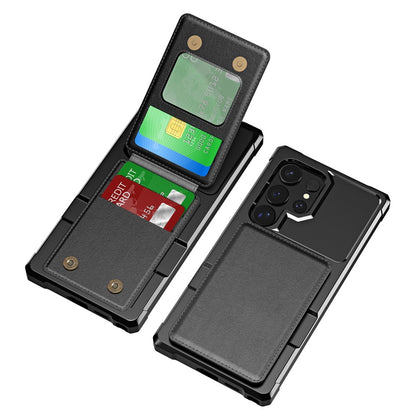 For Samsung Galaxy S25 Ultra Case with Card Slot Kickstand PU Leather + TPU Phone Cover