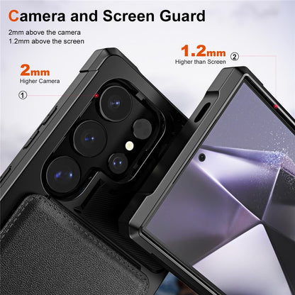 For Samsung Galaxy S25 Ultra Case with Card Slot Kickstand PU Leather + TPU Phone Cover