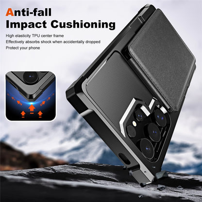 For Samsung Galaxy S25 Ultra Case with Card Slot Kickstand PU Leather + TPU Phone Cover