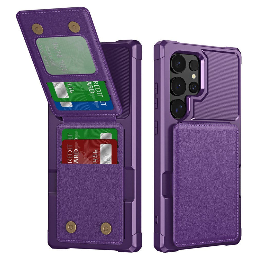 For Samsung Galaxy S25 Ultra Case with Card Slot Kickstand PU Leather + TPU Phone Cover