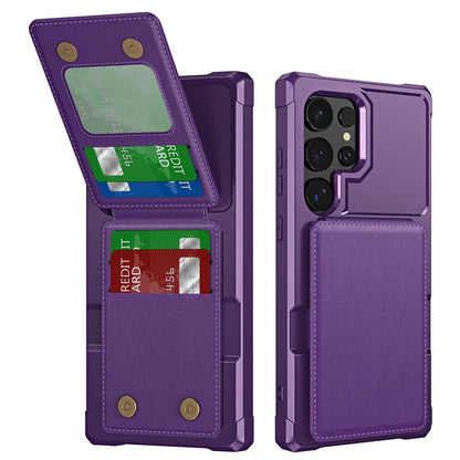 For Samsung Galaxy S25 Ultra Case with Card Slot Kickstand PU Leather + TPU Phone Cover
