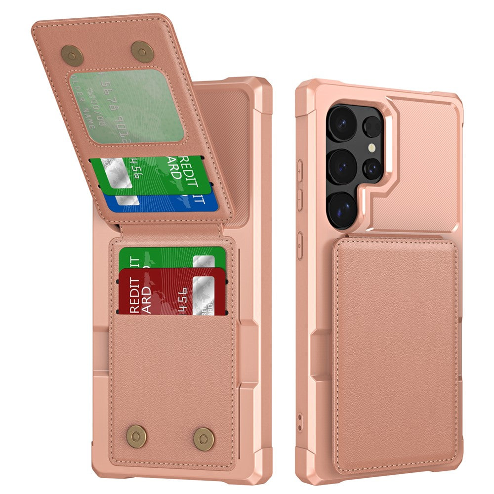 For Samsung Galaxy S25 Ultra Case with Card Slot Kickstand PU Leather + TPU Phone Cover