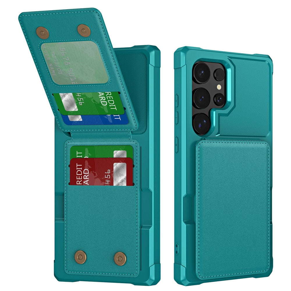 For Samsung Galaxy S25 Ultra Case with Card Slot Kickstand PU Leather + TPU Phone Cover