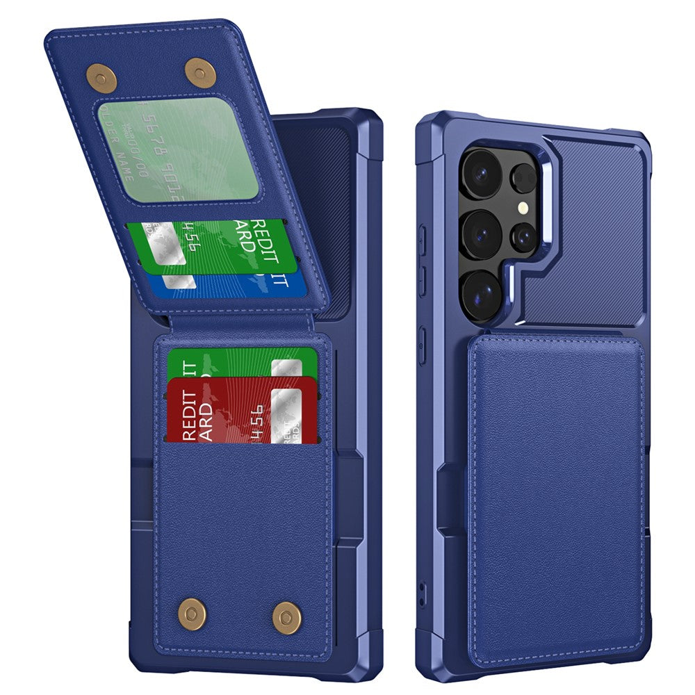 For Samsung Galaxy S25 Ultra Case with Card Slot Kickstand PU Leather + TPU Phone Cover