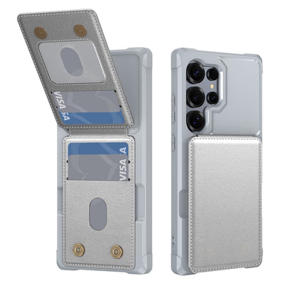 For Samsung Galaxy S25 Ultra Case with Card Slot Kickstand PU Leather + TPU Phone Cover