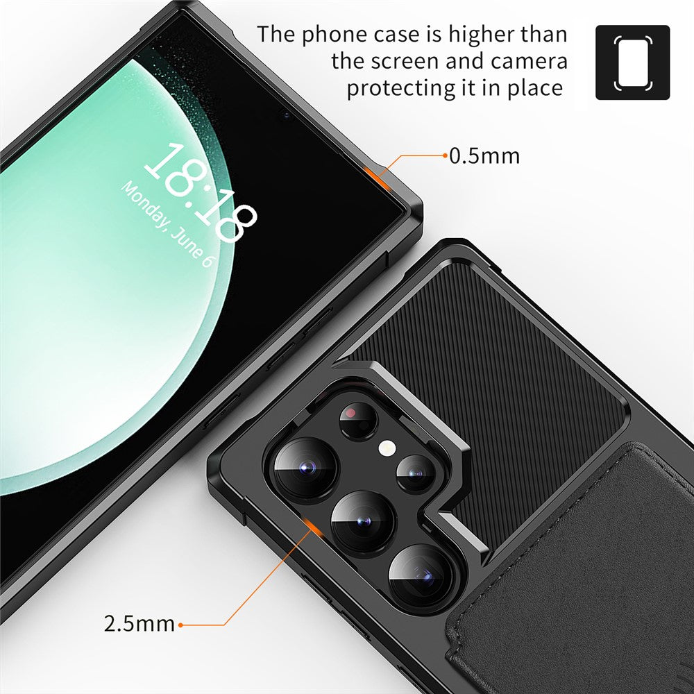 For Samsung Galaxy S25 Ultra Case with Card Holder PU Leather + TPU Phone Back Cover