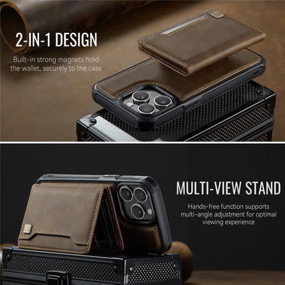 AUTSPACE For iPhone 14 Pro Case  A13 Vintage Leather Back Cover with Magnetic Detachable Card Bag