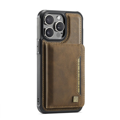 AUTSPACE For iPhone 14 Pro Case  A13 Vintage Leather Back Cover with Magnetic Detachable Card Bag