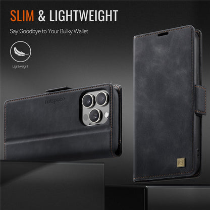 AUTSPACE For iPhone 14 Pro Case  A11 RFID Blocking Retro Leather Cell Phone Wallet Cover