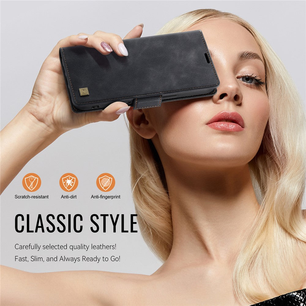 AUTSPACE For iPhone 14 Pro Case  A11 RFID Blocking Retro Leather Cell Phone Wallet Cover