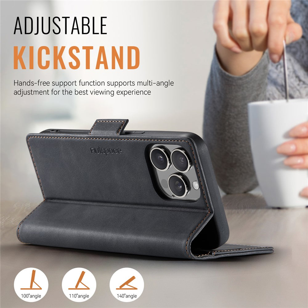 AUTSPACE For iPhone 14 Pro Case  A11 RFID Blocking Retro Leather Cell Phone Wallet Cover