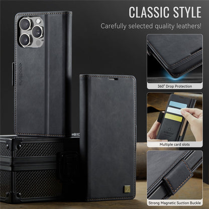 AUTSPACE For iPhone 14 Pro Case  A11 RFID Blocking Retro Leather Cell Phone Wallet Cover