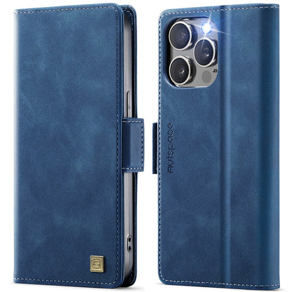 AUTSPACE For iPhone 14 Pro Case  A11 RFID Blocking Retro Leather Cell Phone Wallet Cover