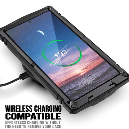R-JUST For Samsung Galaxy S25 Ultra Case PC + Silicone + Metal Kickstand Phone Cover with Tempered Glass Film