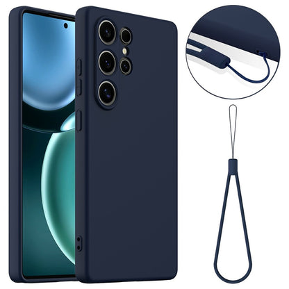 For Samsung Galaxy S25 Ultra Magnetic Case Liquid Silicone Phone Cover with Lanyard
