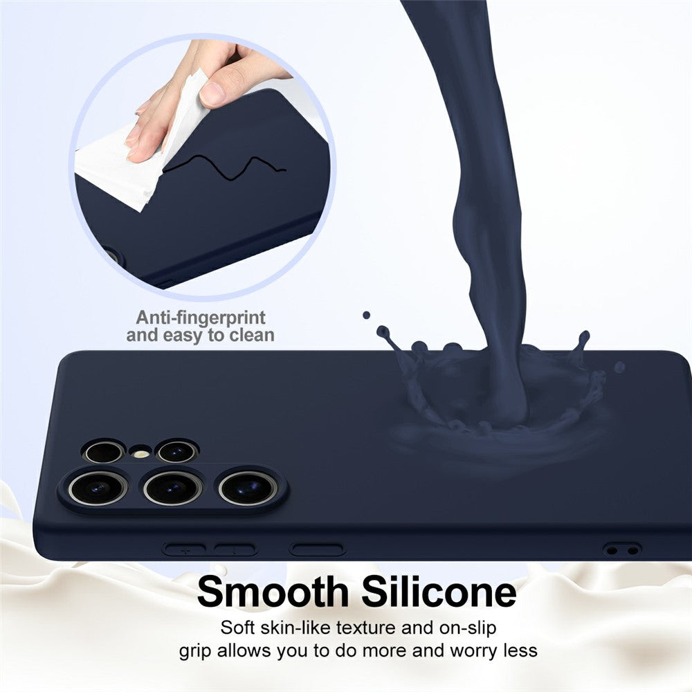 For Samsung Galaxy S25 Ultra Magnetic Case Liquid Silicone Phone Cover with Lanyard