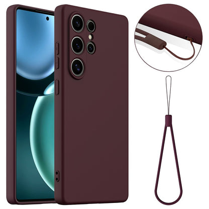 For Samsung Galaxy S25 Ultra Magnetic Case Liquid Silicone Phone Cover with Lanyard