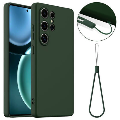 For Samsung Galaxy S25 Ultra Magnetic Case Liquid Silicone Phone Cover with Lanyard