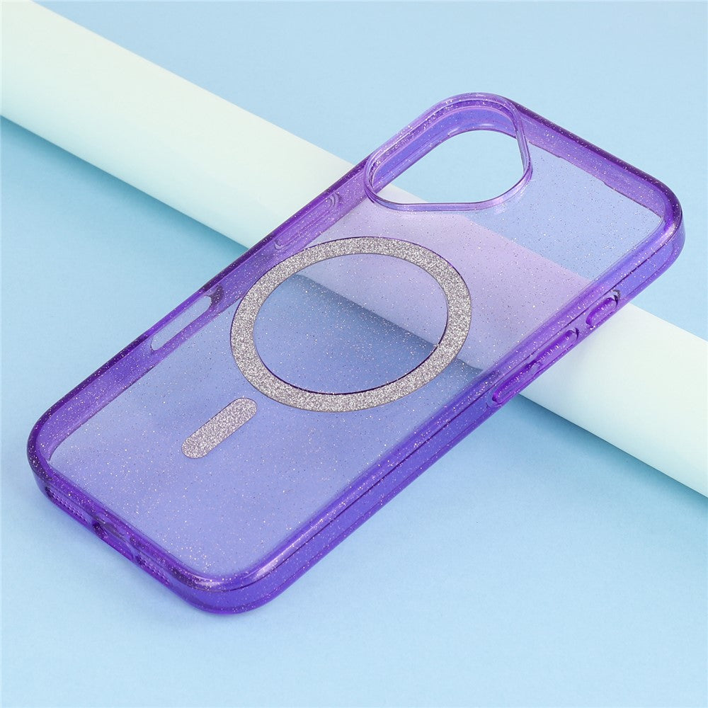 For iPhone 16 Case Compatible with MagSafe 2.0mm PC + TPU Glitter Phone Cover