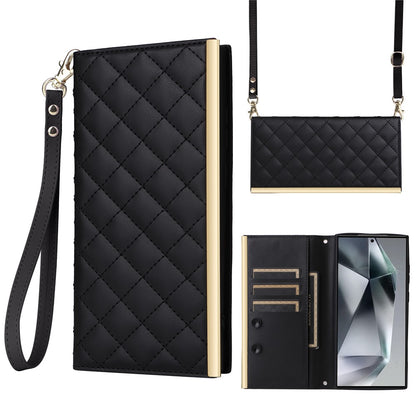 For Samsung Galaxy S25 Ultra Case Suction Cup PU Leather Wallet Phone Cover with Straps