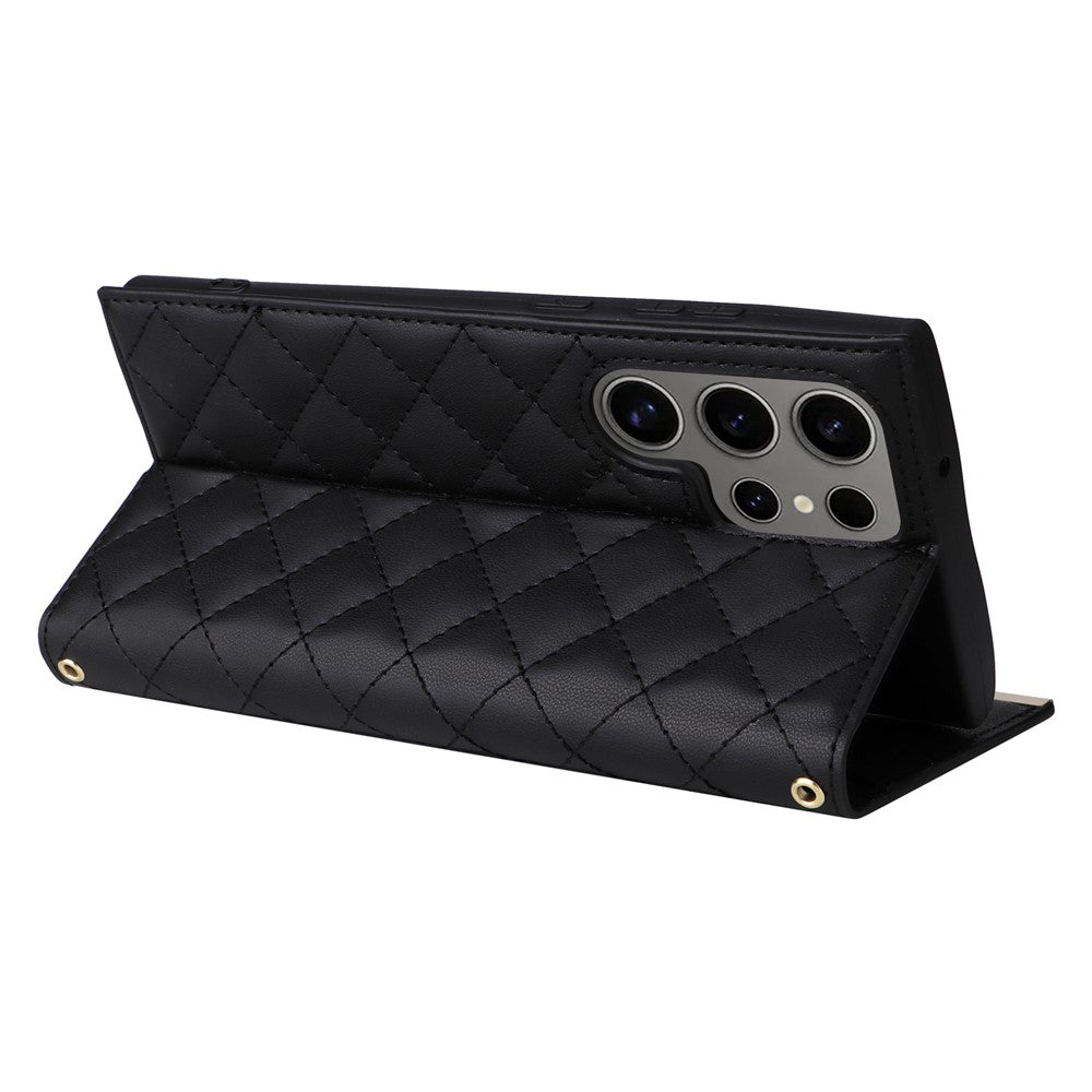 For Samsung Galaxy S25 Ultra Case Suction Cup PU Leather Wallet Phone Cover with Straps