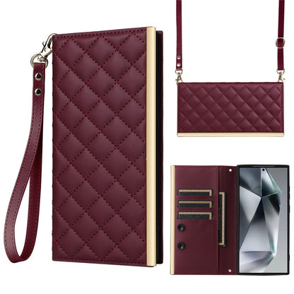 For Samsung Galaxy S25 Ultra Case Suction Cup PU Leather Wallet Phone Cover with Straps
