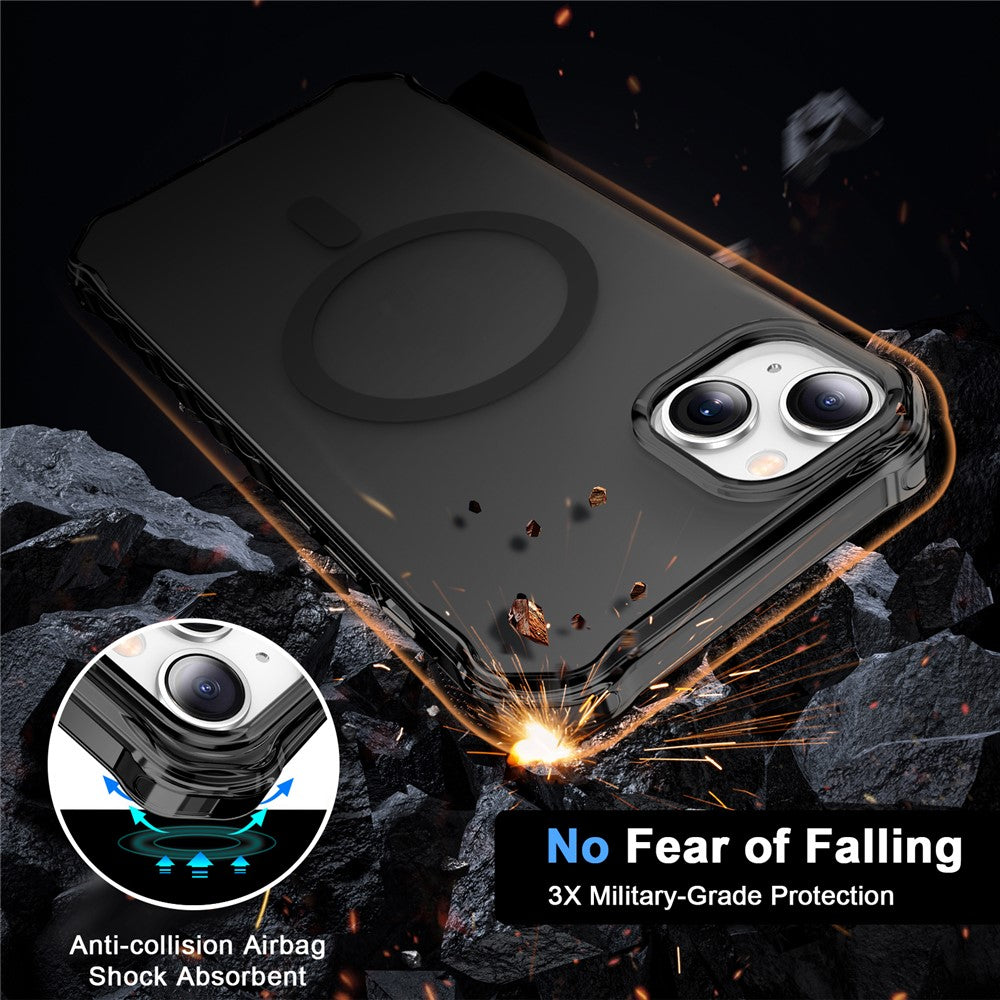 For iPhone 14 Case Compatible with MagSafe Small Wavy Edge PC + TPU Phone Cover