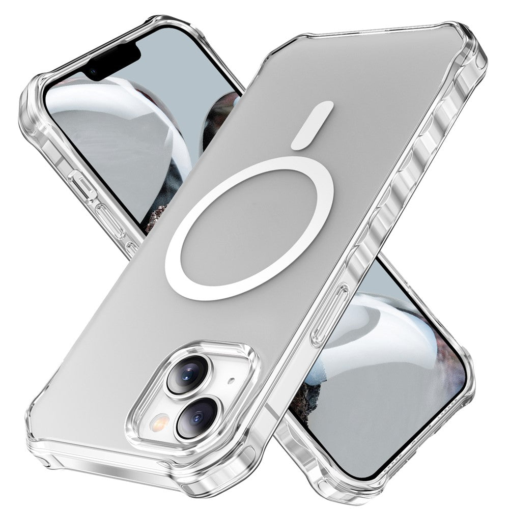 For iPhone 14 Case Compatible with MagSafe Small Wavy Edge PC + TPU Phone Cover