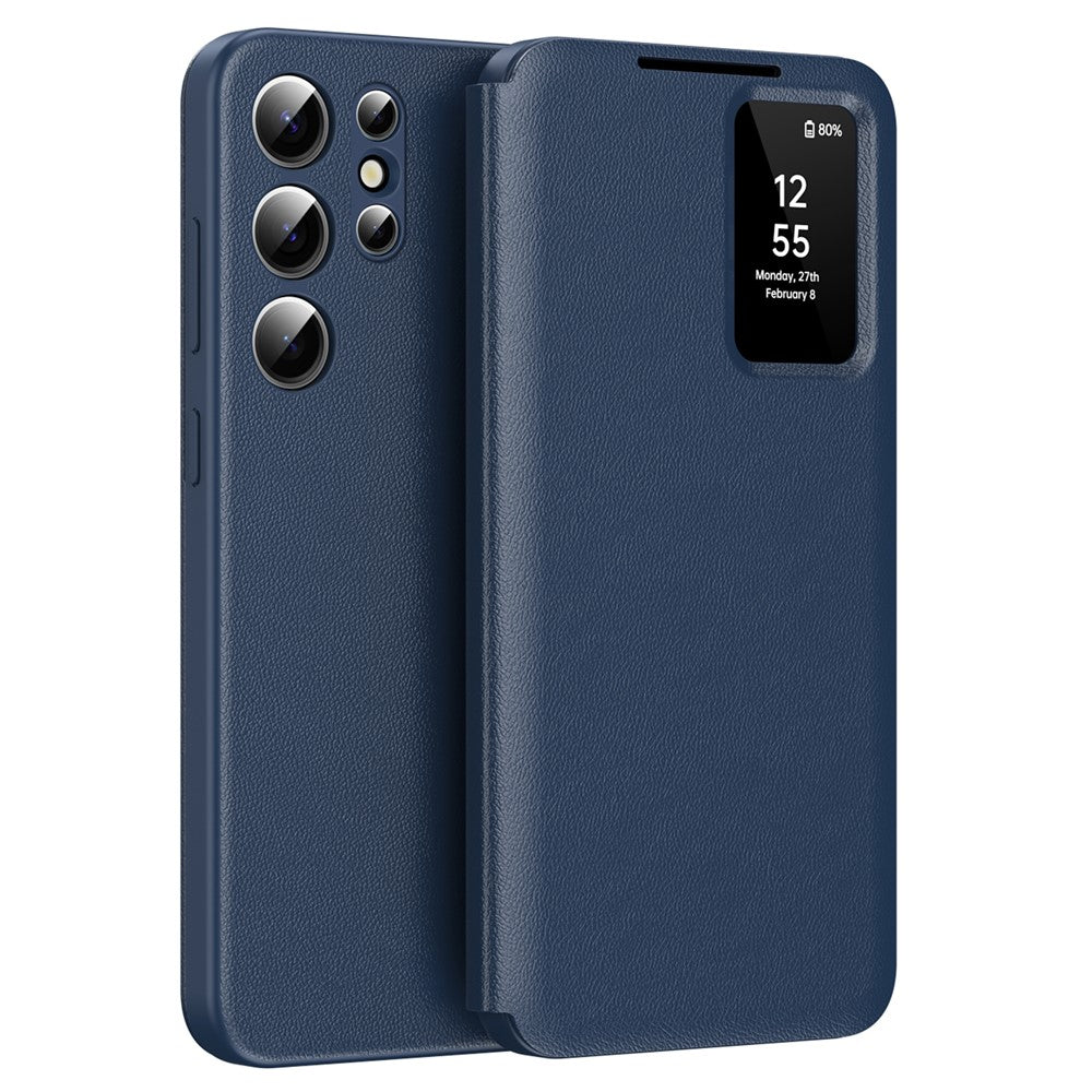 For Samsung Galaxy S25 Ultra Case with Card Holder Smart View Window PU Leather+PC+TPU Phone Cover