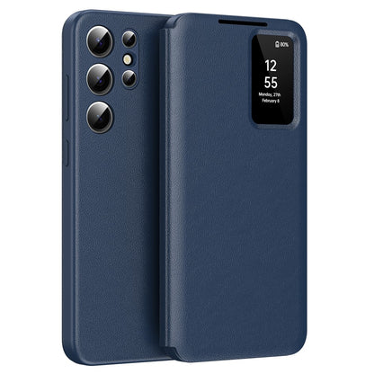 For Samsung Galaxy S25 Ultra Case with Card Holder Smart View Window PU Leather+PC+TPU Phone Cover
