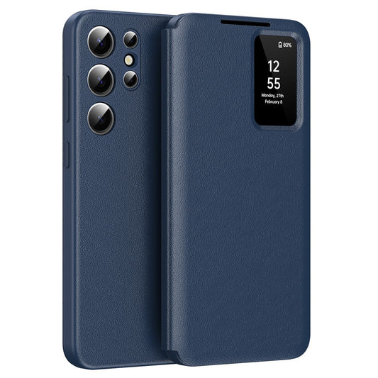 For Samsung Galaxy S25 Ultra Case with Card Holder Smart View Window PU Leather+PC+TPU Phone Cover