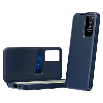 For Samsung Galaxy S25 Ultra Case with Card Holder Smart View Window PU Leather+PC+TPU Phone Cover