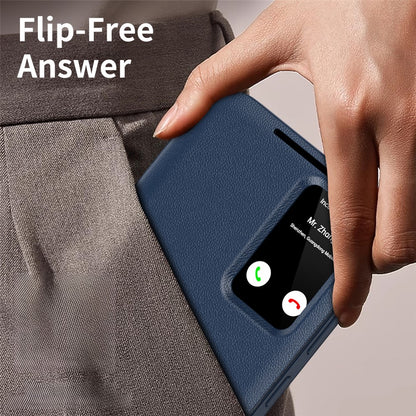 For Samsung Galaxy S25 Ultra Case with Card Holder Smart View Window PU Leather+PC+TPU Phone Cover