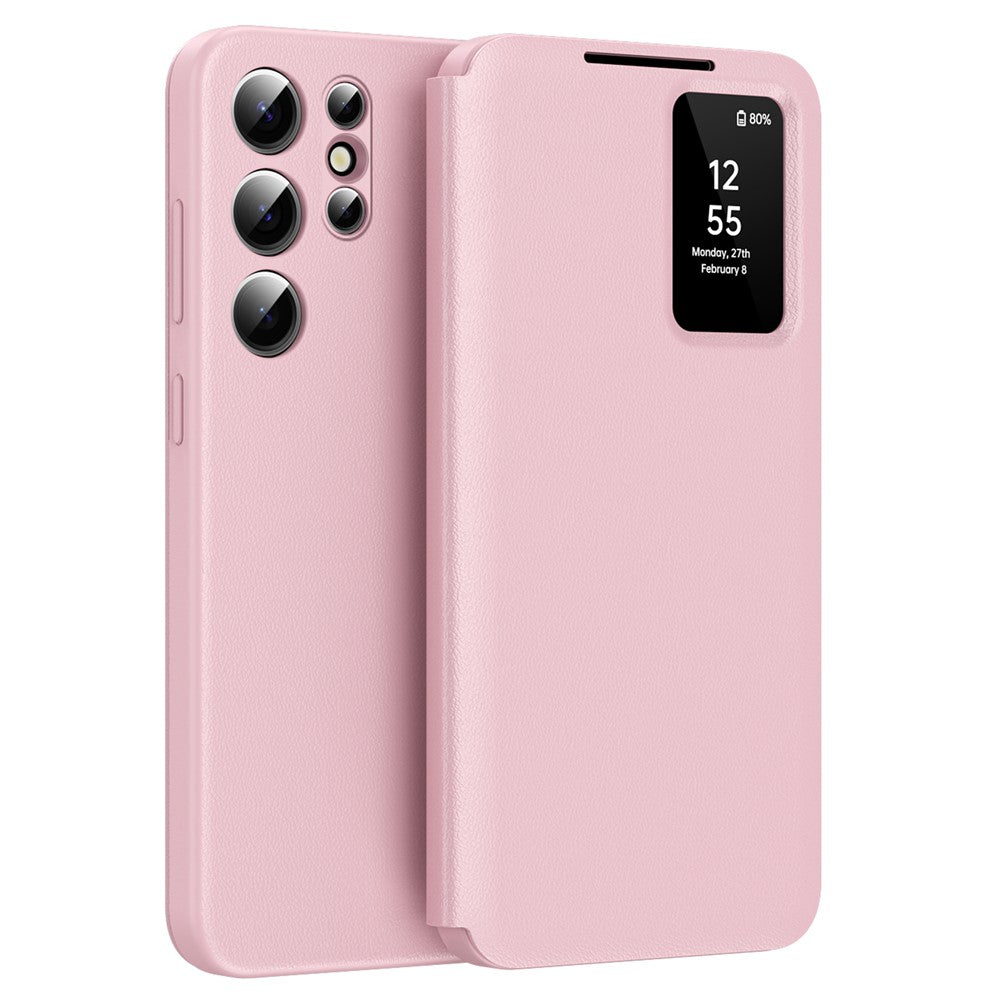 For Samsung Galaxy S25 Ultra Case with Card Holder Smart View Window PU Leather+PC+TPU Phone Cover