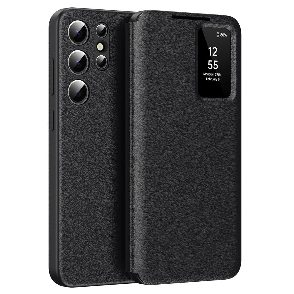For Samsung Galaxy S25 Ultra Case with Card Holder Smart View Window PU Leather+PC+TPU Phone Cover