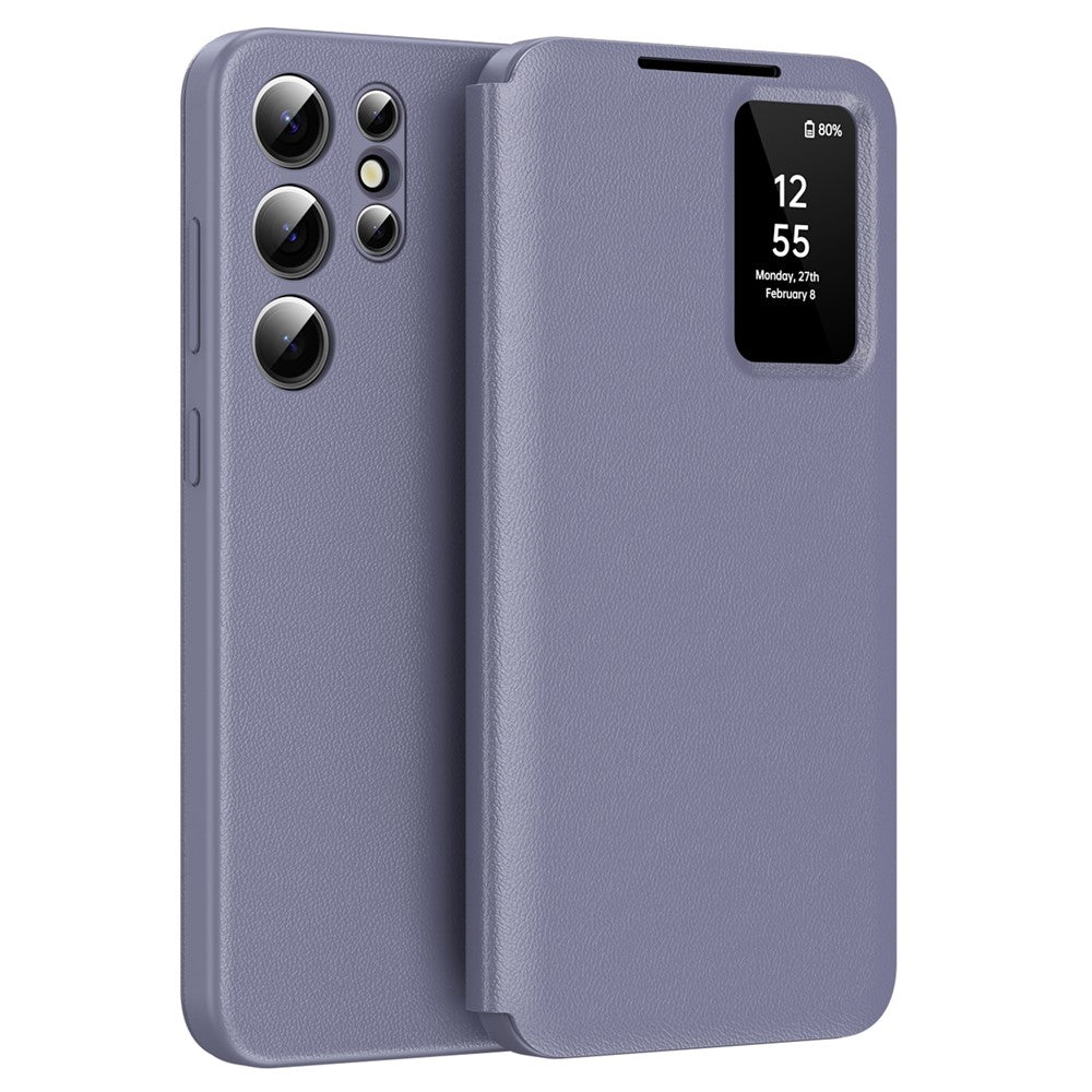 For Samsung Galaxy S25 Ultra Case with Card Holder Smart View Window PU Leather+PC+TPU Phone Cover