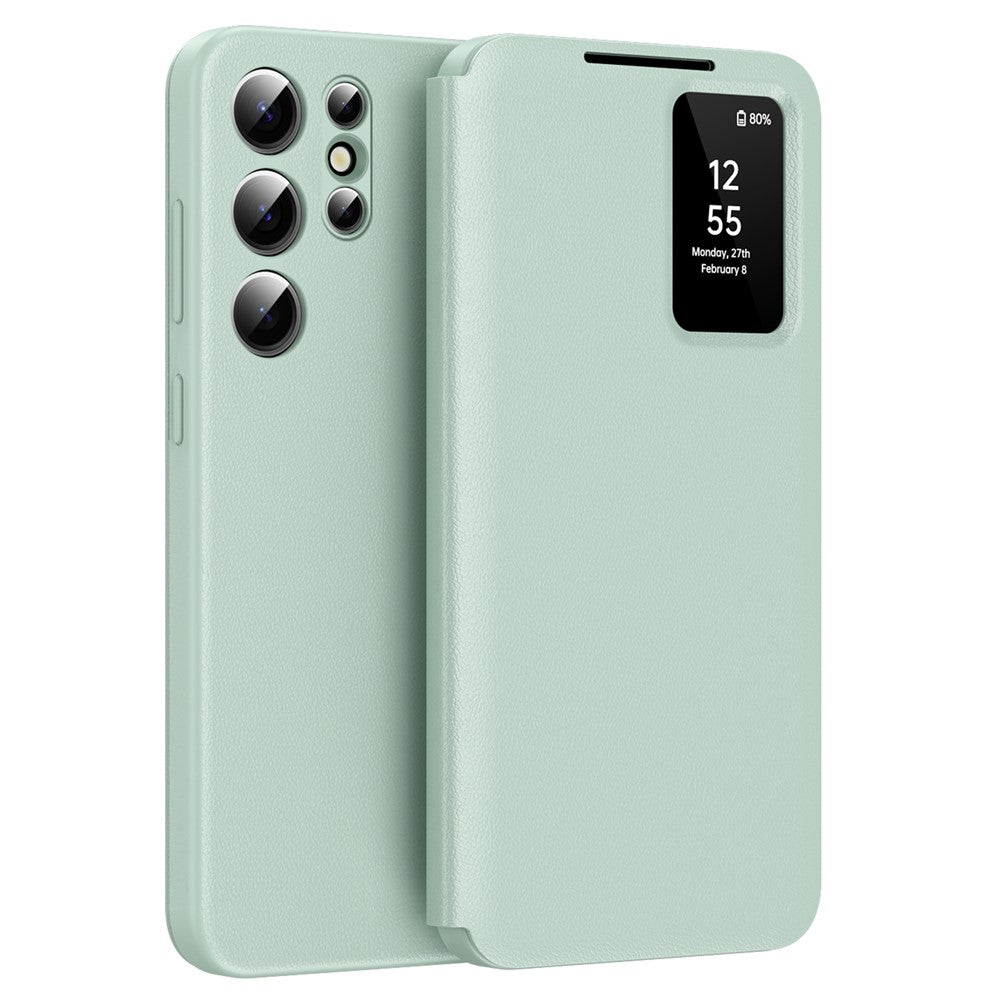For Samsung Galaxy S25 Ultra Case with Card Holder Smart View Window PU Leather+PC+TPU Phone Cover