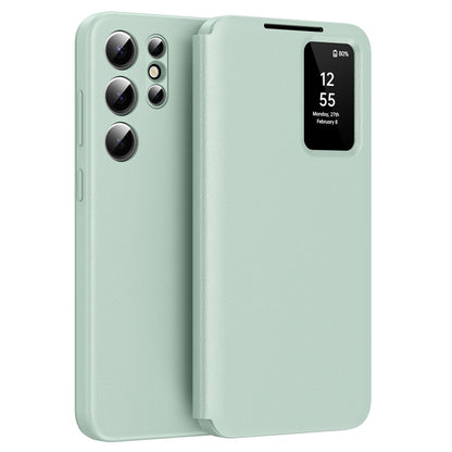 For Samsung Galaxy S25 Ultra Case with Card Holder Smart View Window PU Leather+PC+TPU Phone Cover