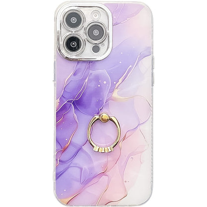 For iPhone 16 Pro Max Case with Kickstand IMD Marble Pattern Electroplated Phone Cover