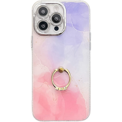 For iPhone 16 Pro Max Case with Kickstand IMD Marble Pattern Electroplated Phone Cover
