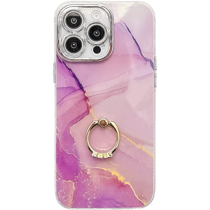 For iPhone 16 Pro Max Case with Kickstand IMD Marble Pattern Electroplated Phone Cover