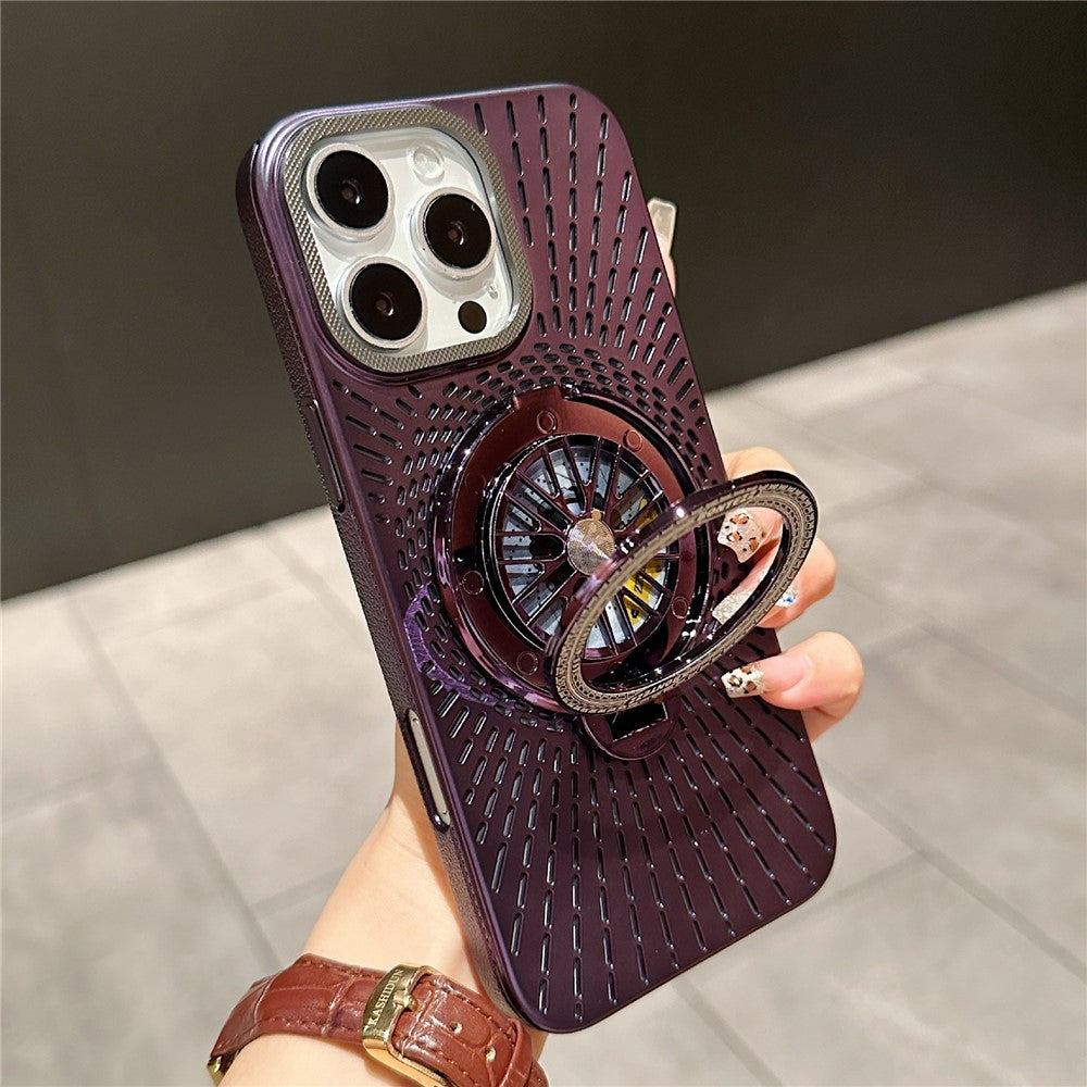 For iPhone 14 Pro Case Compatible with MagSafe Gyroscope Kickstand Heat Dissipation PC Back Cover