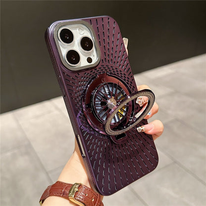 For iPhone 14 Pro Case Compatible with MagSafe Gyroscope Kickstand Heat Dissipation PC Back Cover